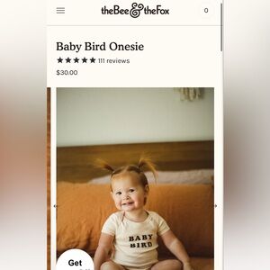 The Bee & The Fox baby bird onesie
